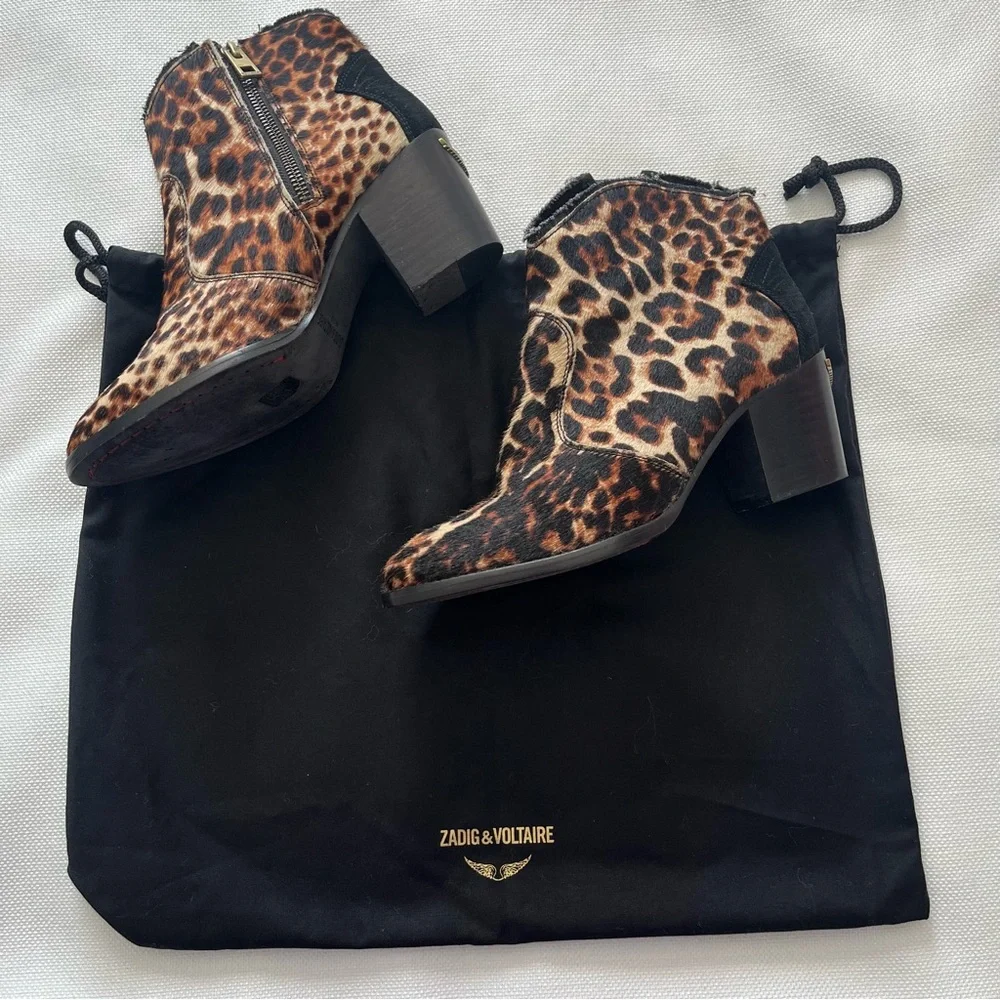 Zadig&Voltaire Molly leopard-print ankle boots Size 37 - Picture 7 of 14